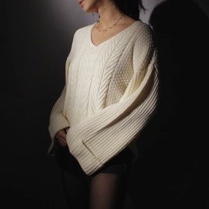 Knitted Sweater with Bell Sleeves